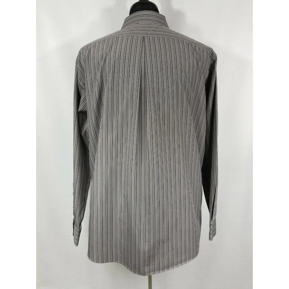 Murano Long Sleeve Dress Casual Shirt Mens 17.5 Neck Gray Purple 23" Chest - Picture 5 of 9